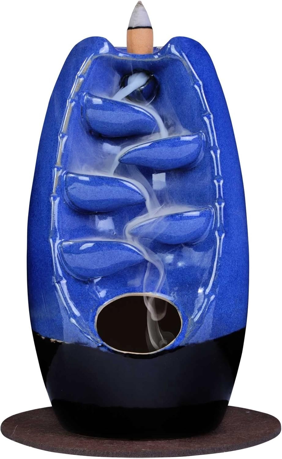 image:imageSPACEKEEPER Ceramic Incense Burner Holder Waterfall Aromatherapy Ornament Home Decor with 120 Backflow Incense Cones amp 30 Stick RedNavy