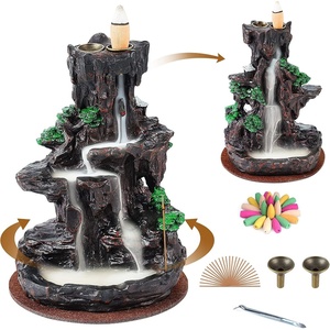 image:imageSPACEKEEPER Incense Burner Backflow Incense Holder 2 Sides Waterfall Incense Burnier with 120 Backflow Incense Cones 30 Incense Sticks Aromatcherapy Ornamen for Home