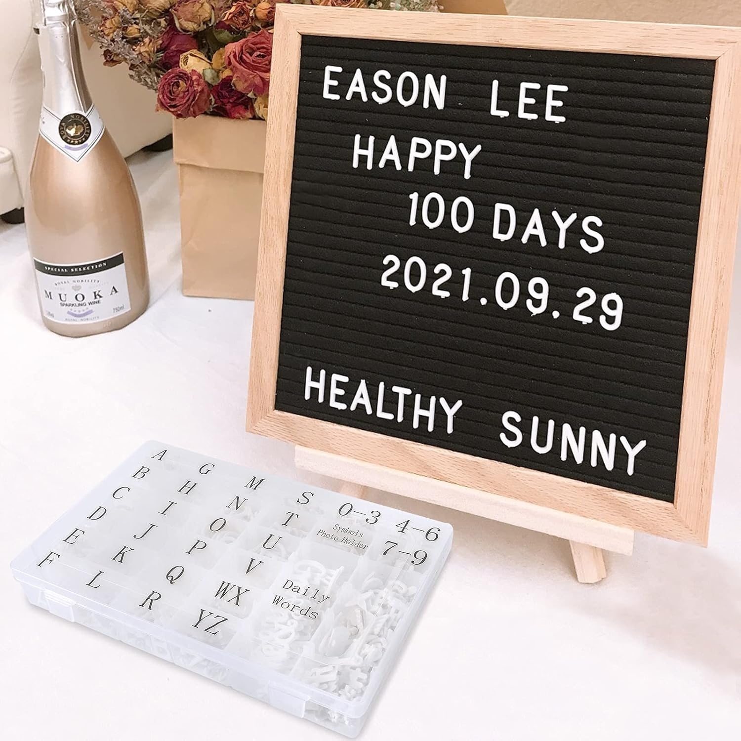 image:imageLetter Board Letters 674 PRECut Characters Letter Organizer Box 34 and 1 Inch with Sorting Tray White