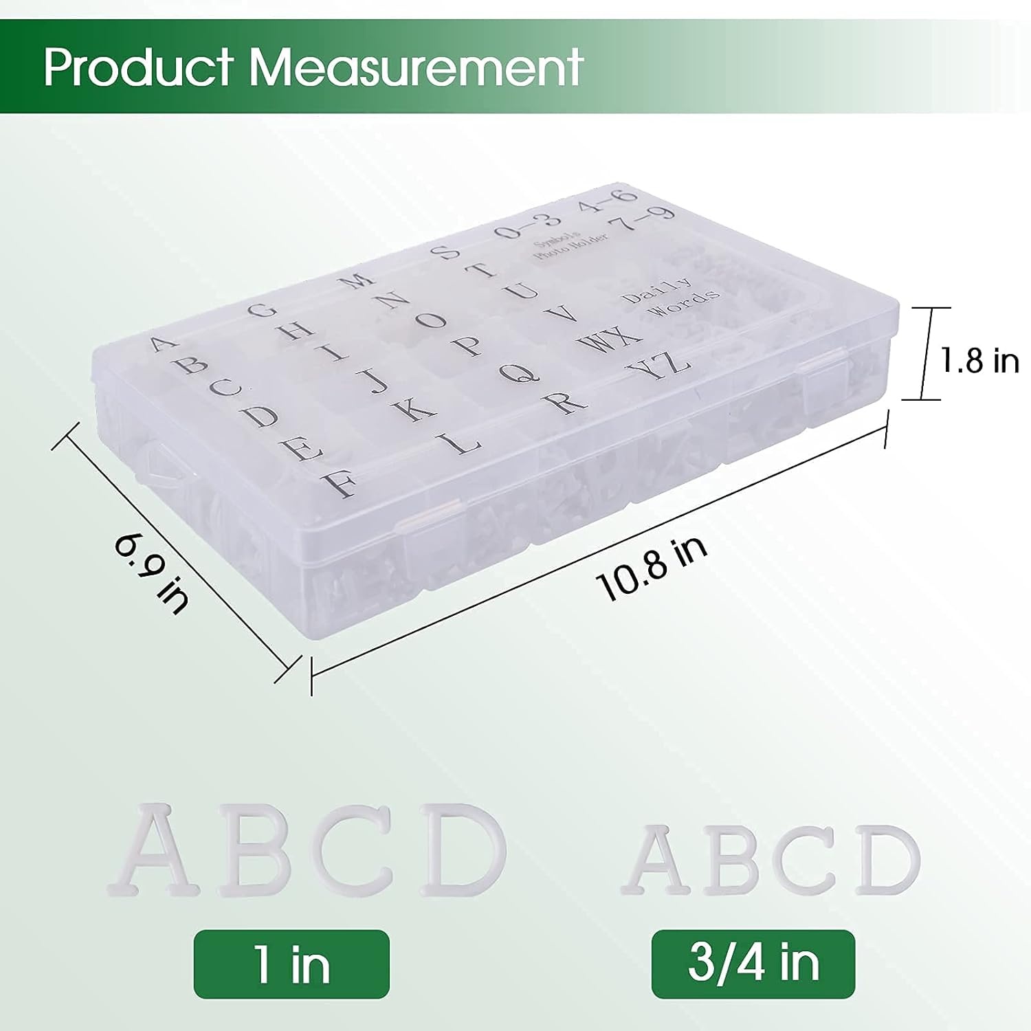 image:imageLetter Board Letters 674 PRECut Characters Letter Organizer Box 34 and 1 Inch with Sorting Tray White