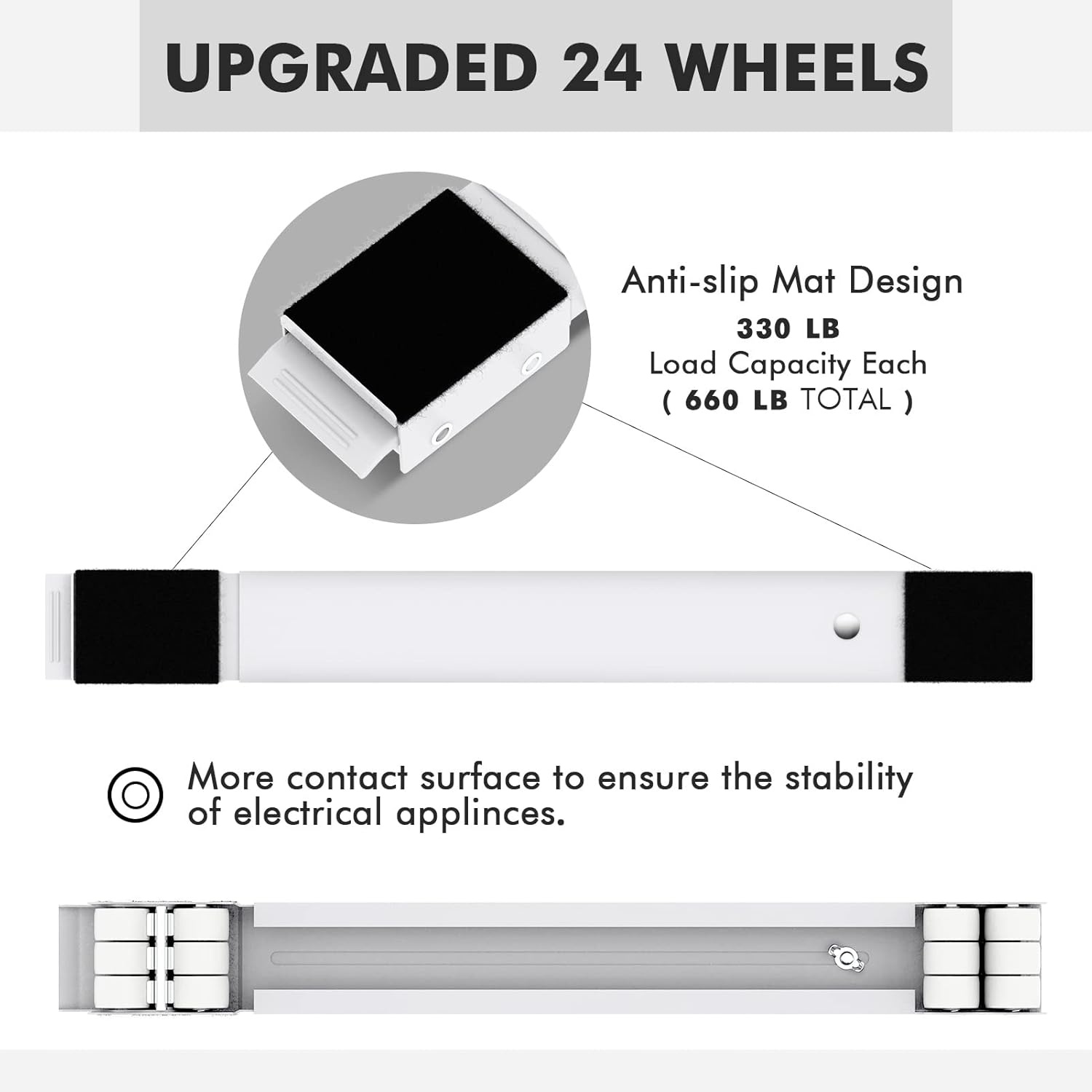 image:imageSPACEKEEPER Furniture Dolly Mobile Roller Extendable Appliance Rollers Mobile Washing Machine Base Fridge Stand Moving Cart for Washing Machines Refrigerators Dryers Dishwashers White
