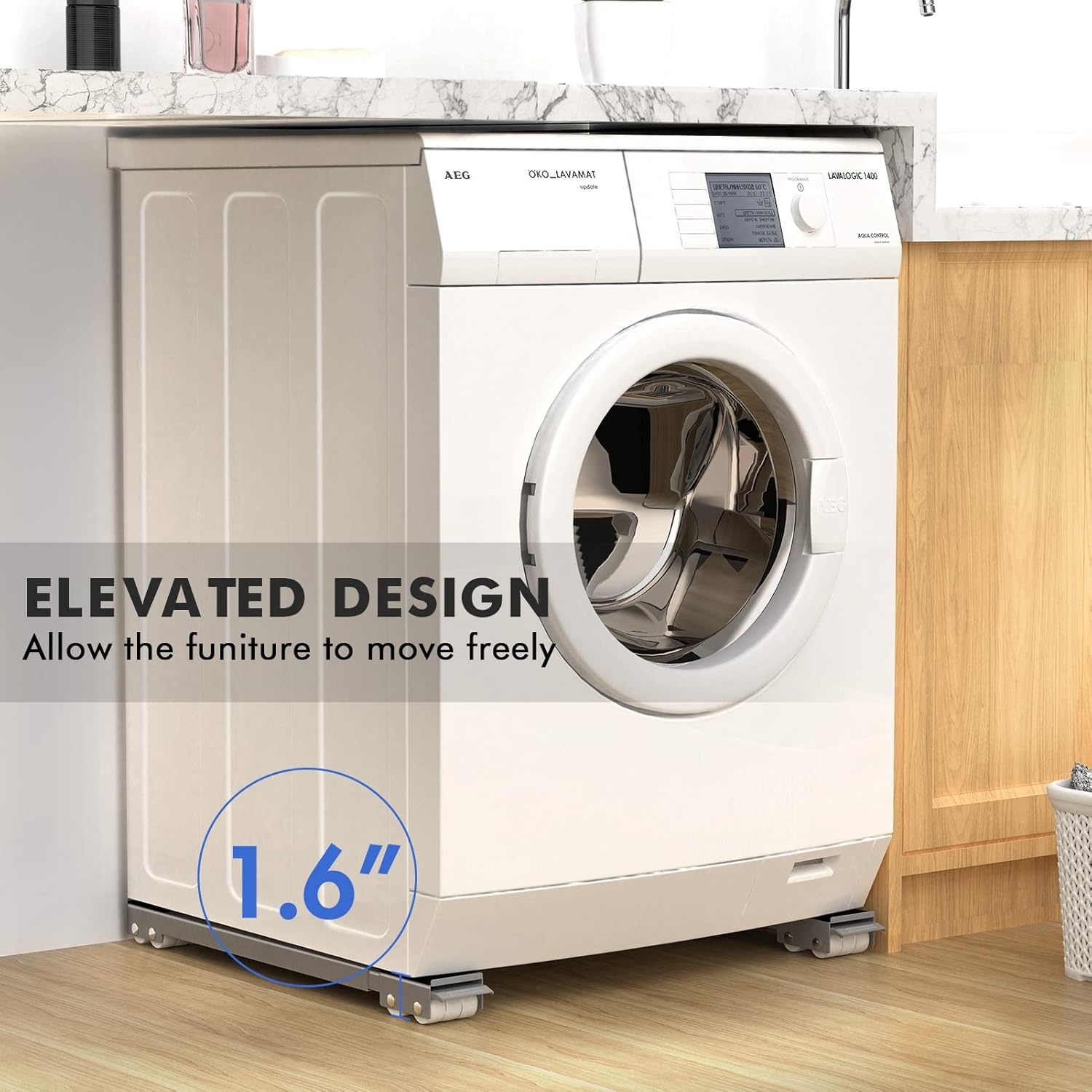 image:imageSPACEKEEPER Furniture Dolly Mobile Roller Extendable Appliance Rollers Mobile Washing Machine Base Fridge Stand Moving Cart for Washing Machines Refrigerators Dryers Dishwashers Gray