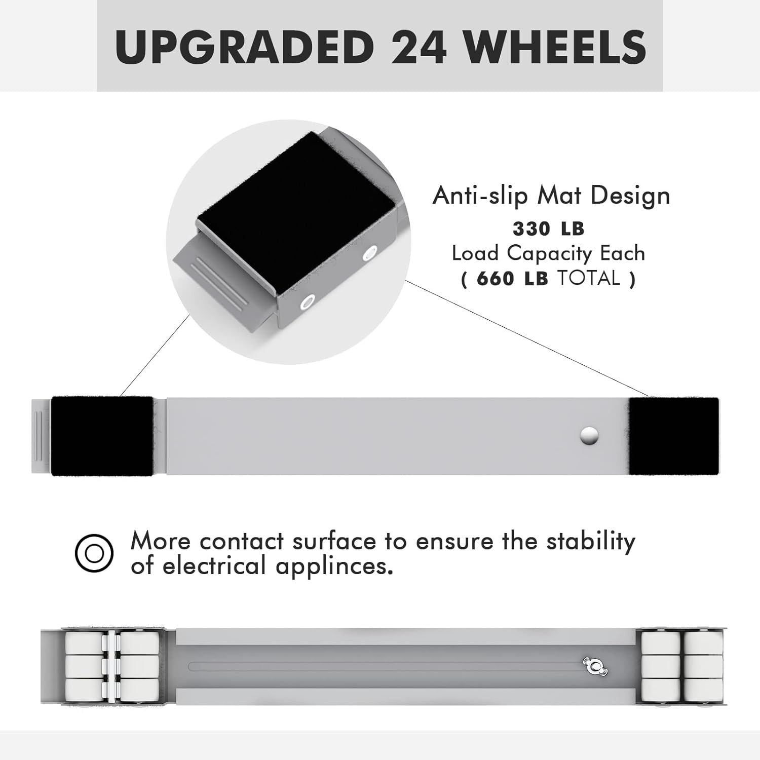 image:imageSPACEKEEPER Furniture Dolly Mobile Roller Extendable Appliance Rollers Mobile Washing Machine Base Fridge Stand Moving Cart for Washing Machines Refrigerators Dryers Dishwashers Gray