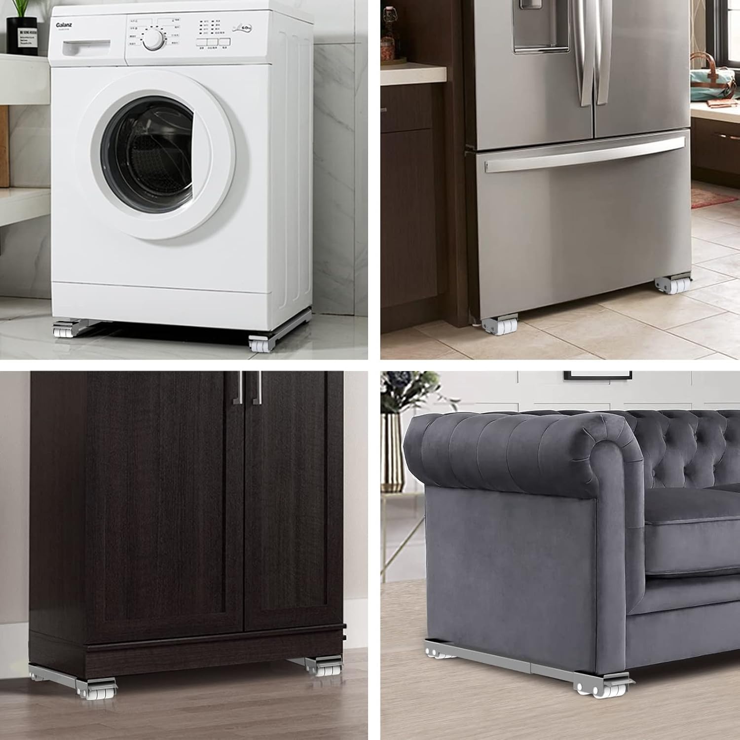 image:imageSPACEKEEPER Furniture Dolly Mobile Roller Extendable Appliance Rollers Mobile Washing Machine Base Fridge Stand Moving Cart for Washing Machines Refrigerators Dryers Dishwashers Gray