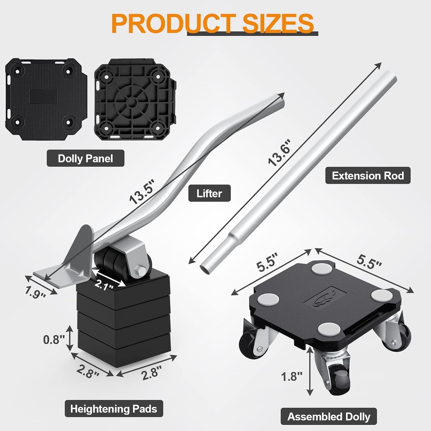 image:imageSPACEKEEPER Furniture Mover Dolly Furniture Lifter Set with 360Wheels 680 Lbs Capacity Heavy Duty Furniture Dollies Tools for Moving Heavy Furniture Refrigerator Sofa Cabinet Black