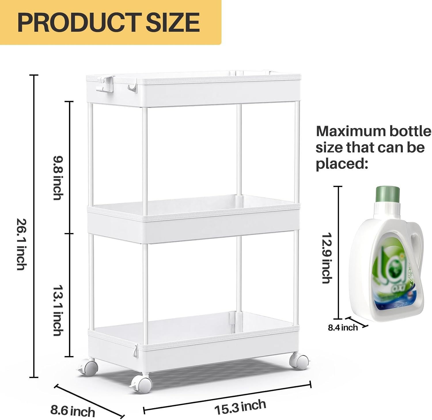 image:imageSPACEKEEPER Storage Cart 4Tier Mobile Shelving Unit Bathroom Rolling Cart Utility Storage Organizer Shelf for Kitchen Living Room Bathroom Laundry Room amp Dressers WhiteWhite