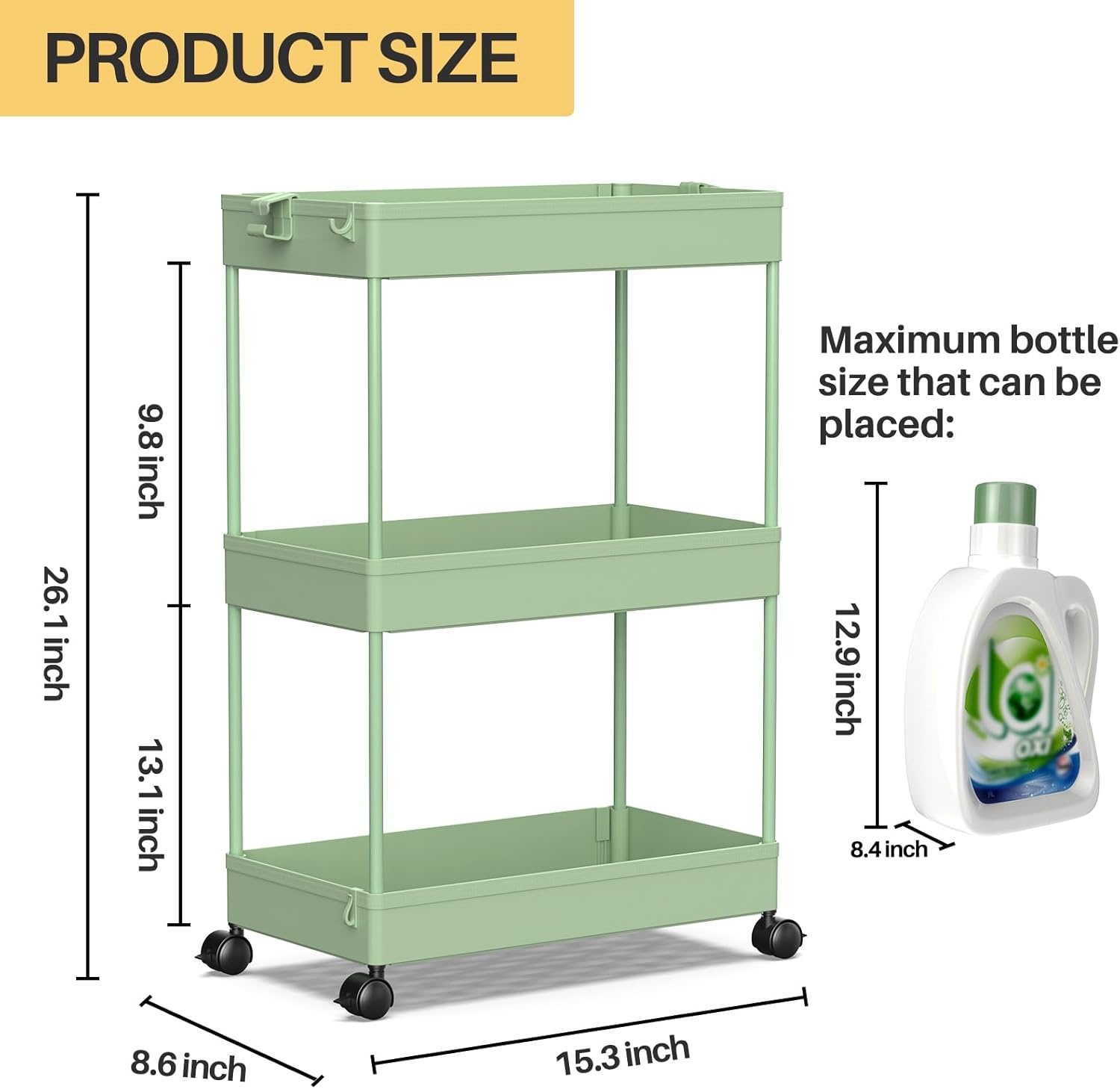 image:imageSPACEKEEPER Storage Cart 4Tier Mobile Shelving Unit Bathroom Rolling Cart Utility Storage Organizer Shelf for Kitchen Living Room Bathroom Laundry Room amp Dressers WhiteGreen