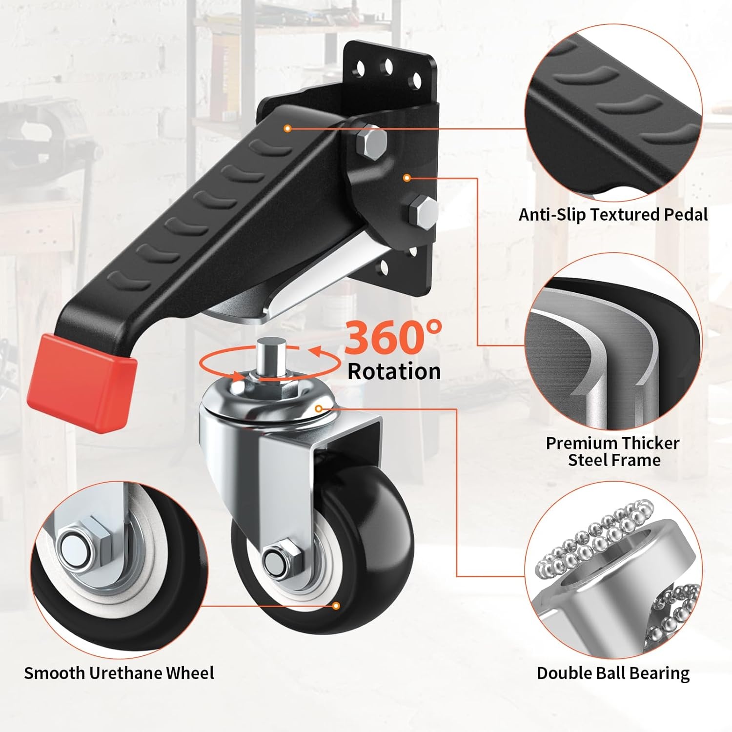 image:imageSPACEKEEPER Workbench Casters Kit 880 Lbs 3 Inch Heavy Duty Retractable Caster Designed for Workbenches Machinery amp Tables 4 Pack660 lb