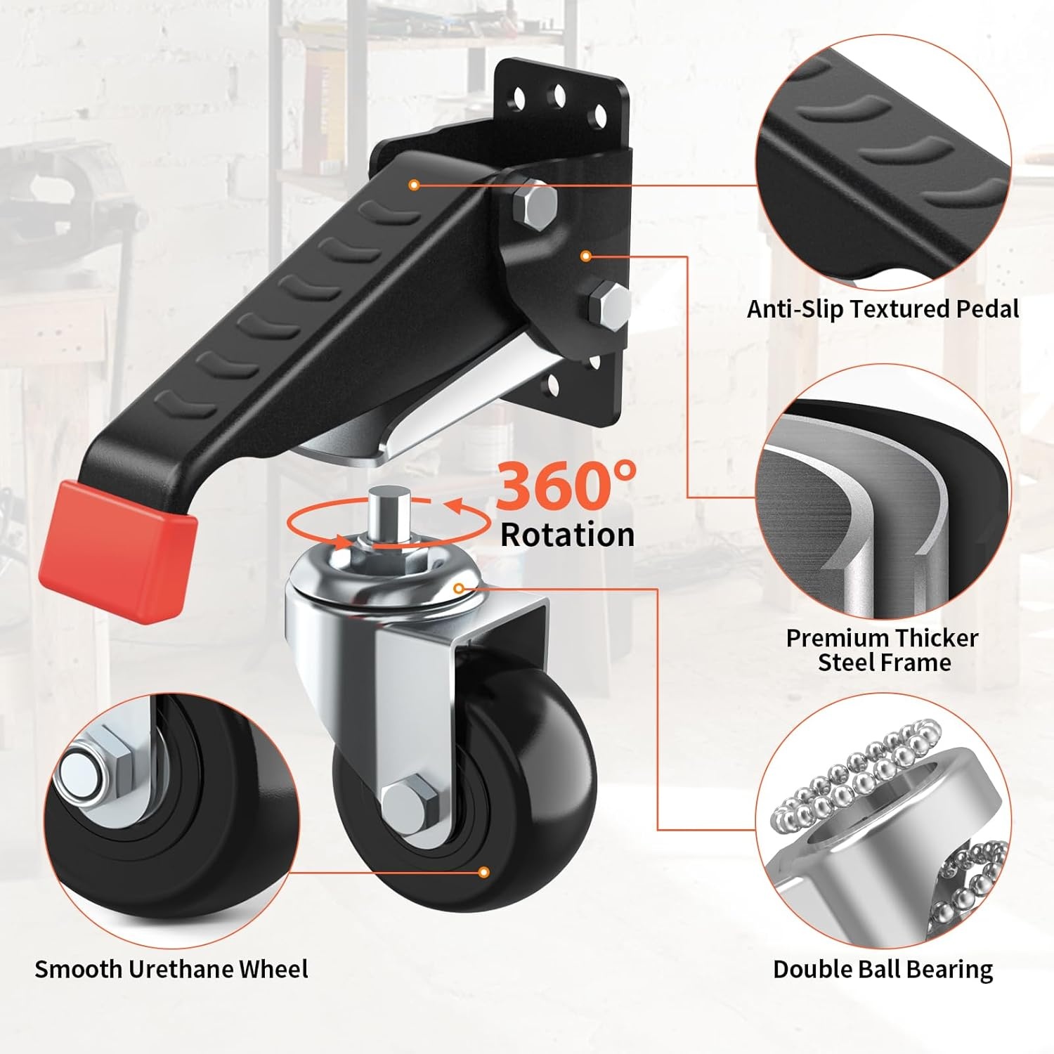 image:imageSPACEKEEPER Workbench Casters Kit 880 Lbs 3 Inch Heavy Duty Retractable Caster Designed for Workbenches Machinery amp Tables 4 Pack720 lb