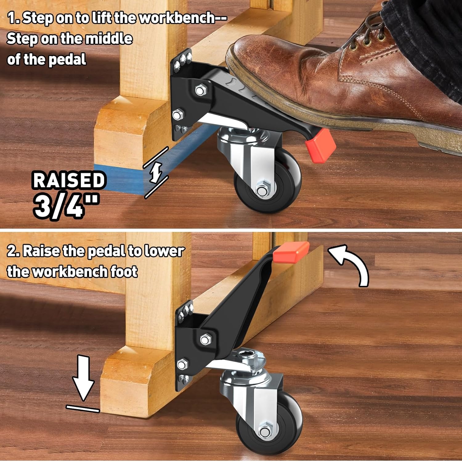 image:imageSPACEKEEPER Workbench Casters Kit 880 Lbs 3 Inch Heavy Duty Retractable Caster Designed for Workbenches Machinery amp Tables 4 Pack720 lb