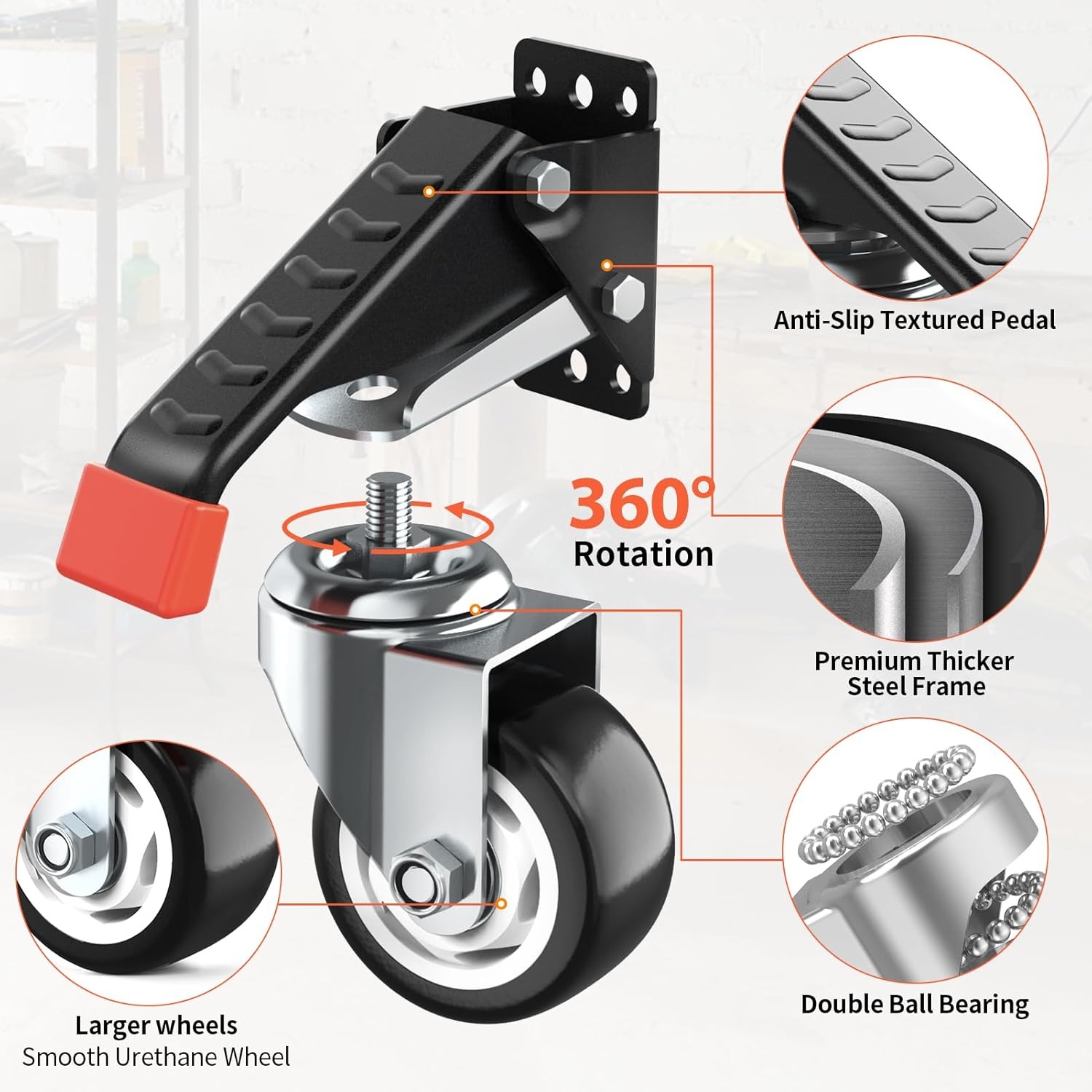 image:imageSPACEKEEPER Workbench Casters Kit 880 Lbs 3 Inch Heavy Duty Retractable Caster Designed for Workbenches Machinery amp Tables 4 Pack880lb