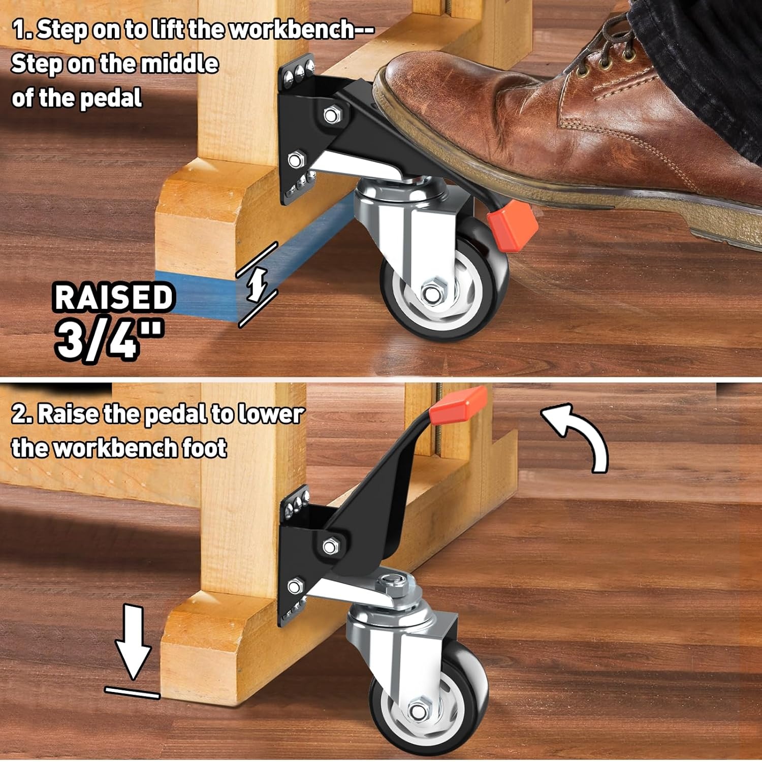 image:imageSPACEKEEPER Workbench Casters Kit 880 Lbs 3 Inch Heavy Duty Retractable Caster Designed for Workbenches Machinery amp Tables 4 Pack880lb