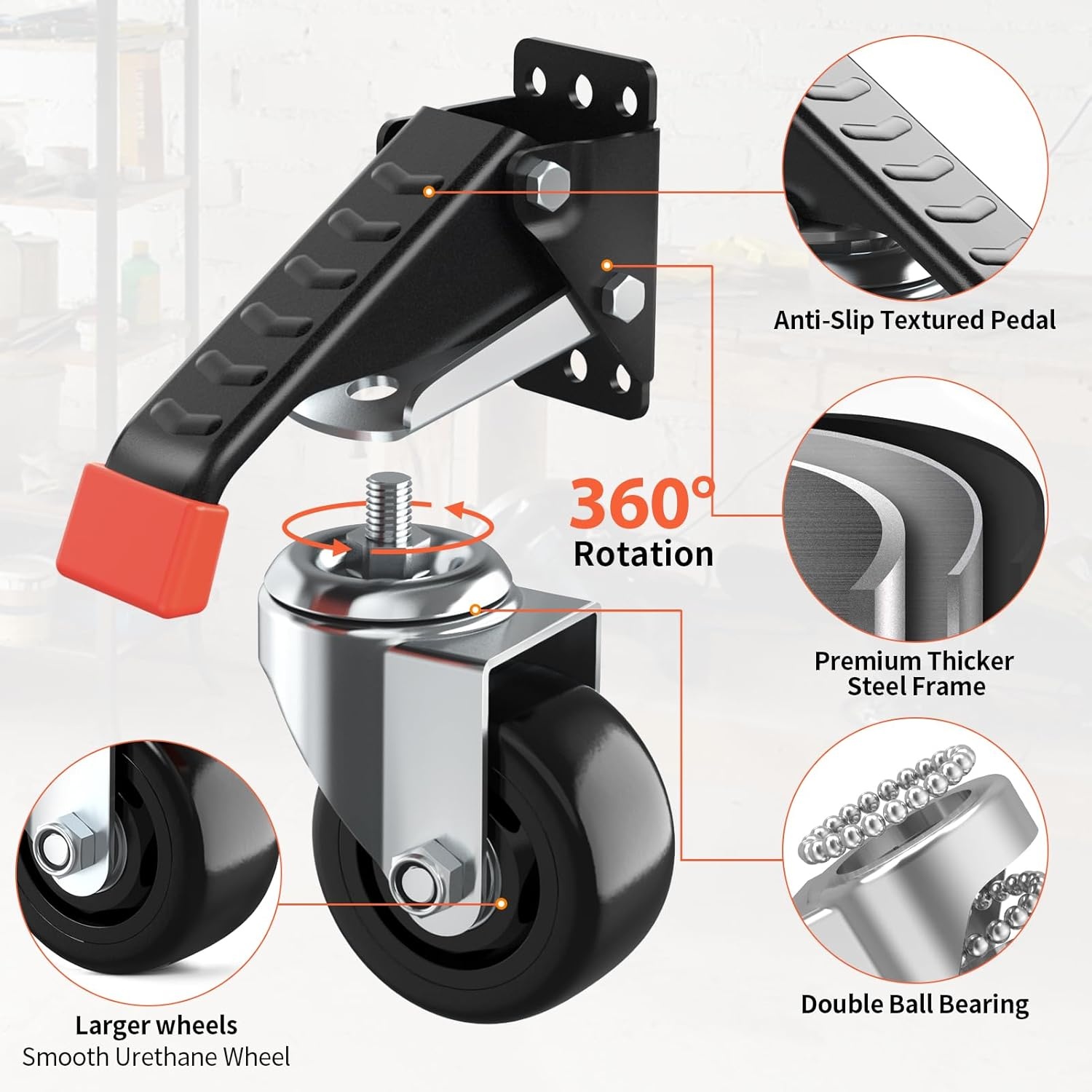 image:imageSPACEKEEPER Workbench Casters Kit 880 Lbs 3 Inch Heavy Duty Retractable Caster Designed for Workbenches Machinery amp Tables 4 Pack920 lb