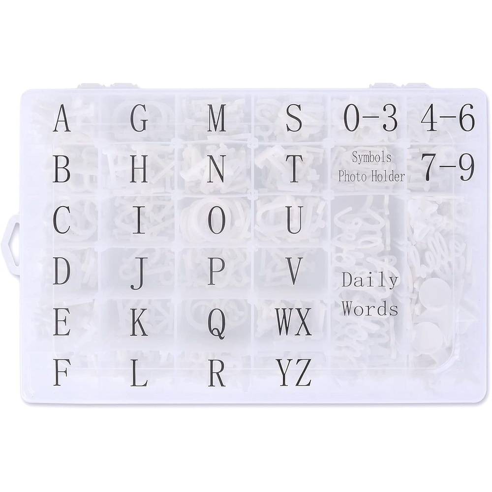 image:imageLetter Board Letters 674 PRECut Characters Letter Organizer Box 34 and 1 Inch with Sorting Tray White