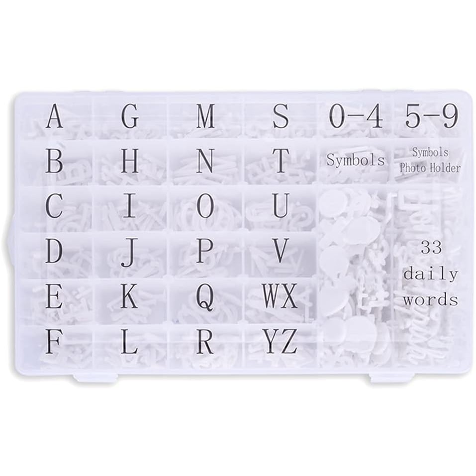 image:imageLetter Board Letters 713 PRECut Characters 34 and 1 Inch White with Sorting Tray