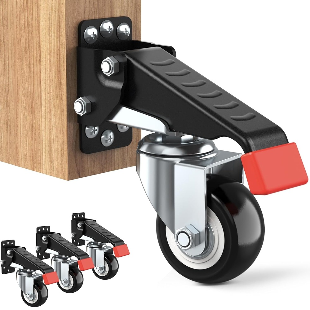 image:imageSPACEKEEPER Workbench Casters Kit 880 Lbs 3 Inch Heavy Duty Retractable Caster Designed for Workbenches Machinery amp Tables 4 Pack660 lb