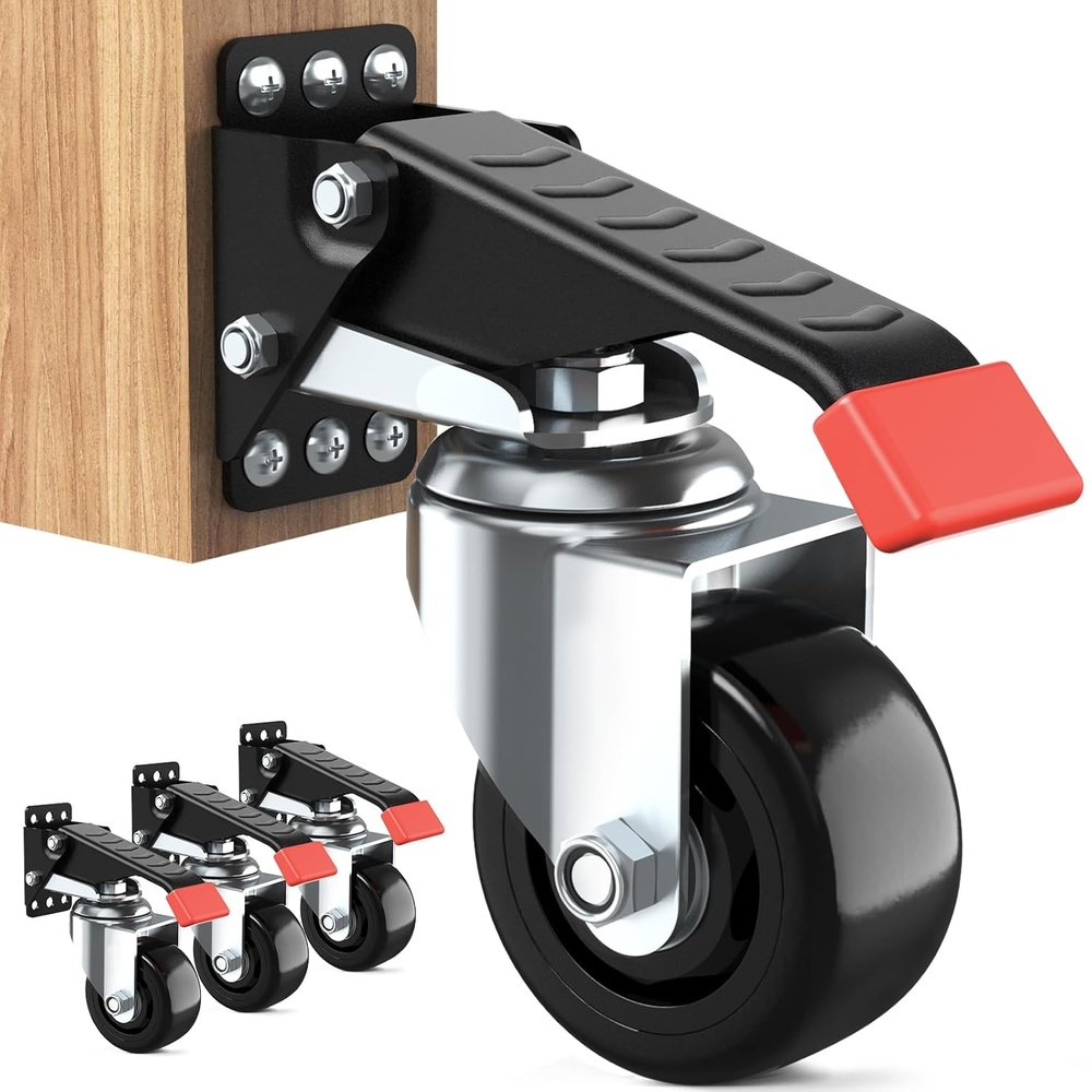 image:imageSPACEKEEPER Workbench Casters Kit 880 Lbs 3 Inch Heavy Duty Retractable Caster Designed for Workbenches Machinery amp Tables 4 Pack920 lb