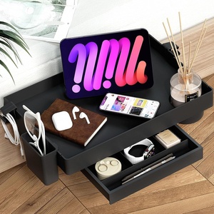 image:imageSPACEKEEPER Bedside Shelf for Bed Foldable Bunk Bed Shelf Organizer for Top Bunk College Dorm Room Essentials Clip On Nightstand Bed Side Shelf Tray with Drawer amp Hanging Cup Normal Size Black