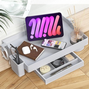 image:imageSPACEKEEPER Bedside Shelf for Bed Foldable Bunk Bed Shelf Organizer for Top Bunk College Dorm Room Essentials Clip On Nightstand Bed Side Shelf Tray with Drawer amp Hanging Cup Normal Size Grey