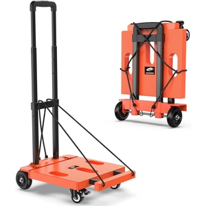 image:imageSPACEKEEPER Foldable Hand Truck Dolly 265 LB Folding Luggage Cart with Wheels Portable Flatbed Cart Collapsible Hand Truck for Luggage Travel Moving Shopping Office Use Orange