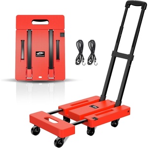 image:imageSPACEKEEPER Folding Hand Truck 500 LB Capacity Luggage Cart Portable Folding Dolly with 6 Wheels and 2 Elastic Ropes for Luggage Personal Travel Auto Moving and Office Use BlueOrange