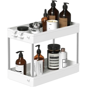image:imageSPACEKEEPER Under Sink Organizer Pull Out Cabinet Organizer 2Tier Sliding Under Bathroom Cabinet Storage Rack Multipurpose Under Sink Shelf for Kitchen Bathroom Grey 1 Pack
